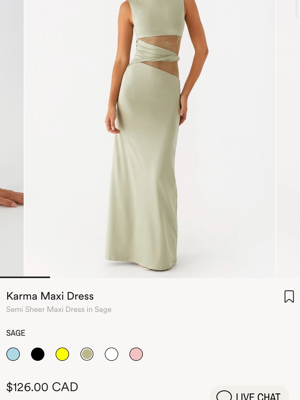 Peppermayo Sage Cutout Maxi Dress - Like New Never Worn